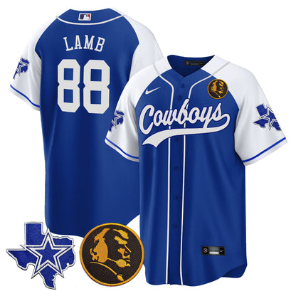 Cowboys Texas & John Madden Patch Baseball Jersey - All Stitched