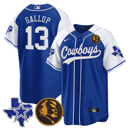 Cowboys Texas & John Madden Patch Baseball Jersey - All Stitched