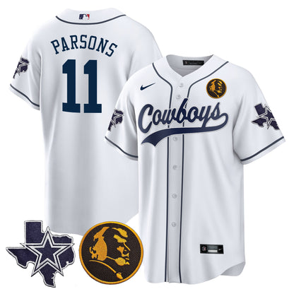 Cowboys Texas & John Madden Patch Baseball Jersey - All Stitched