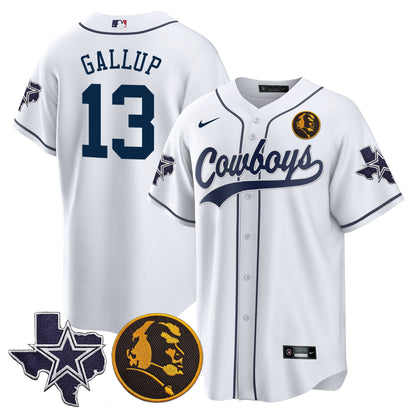 Cowboys Texas & John Madden Patch Baseball Jersey - All Stitched