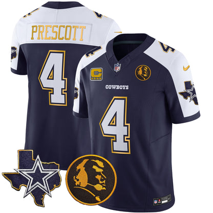 Cowboys Texas & John Madden Patch Gold Trim Vapor Jersey - All Stitched