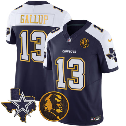 Cowboys Texas & John Madden Patch Gold Trim Vapor Jersey - All Stitched