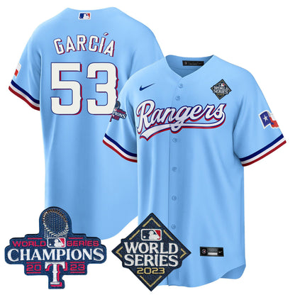 Texas Rangers 2023 World Series Champions Cool Base Jersey V4 - All Stitched