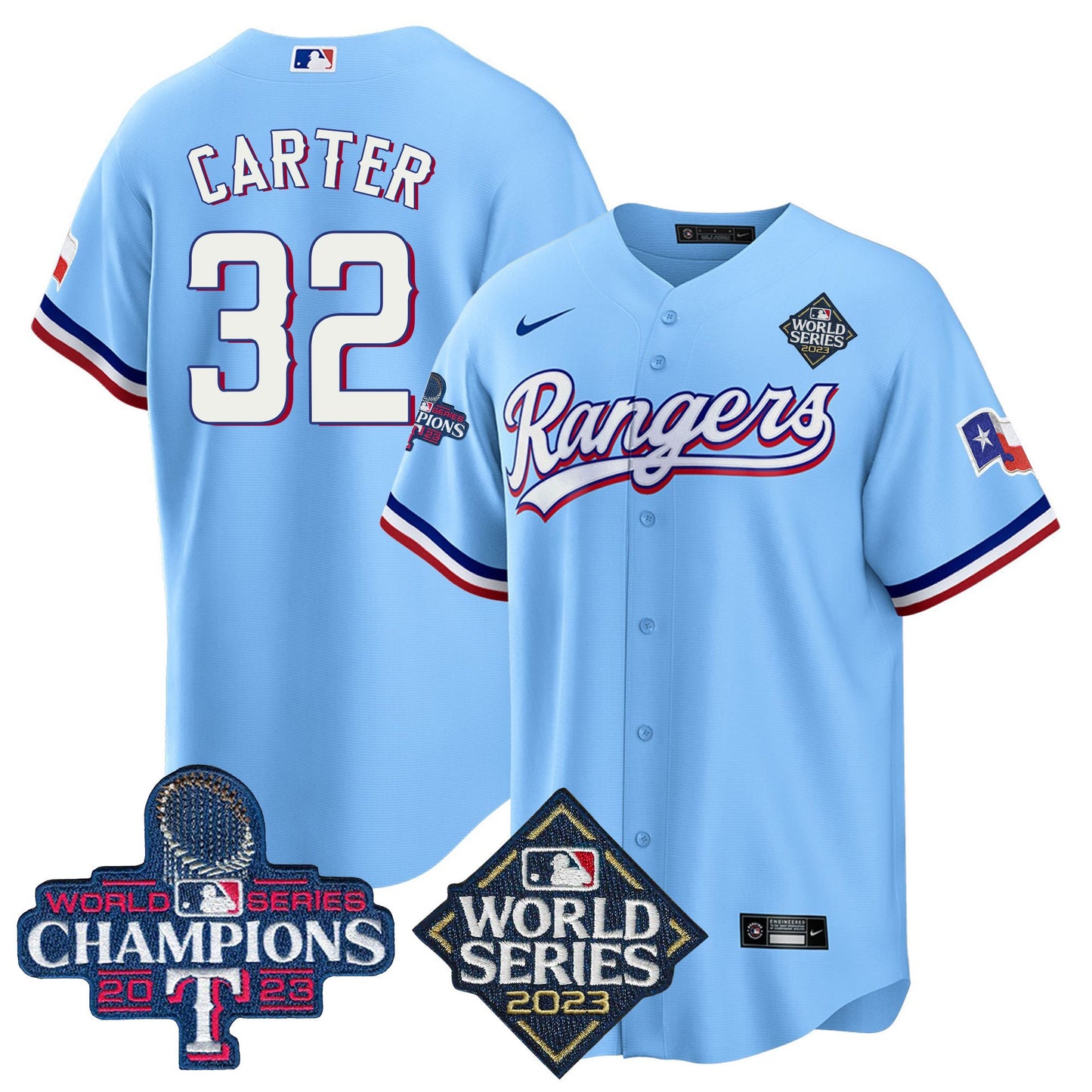 Texas Rangers 2023 World Series Champions Cool Base Jersey V4 - All Stitched