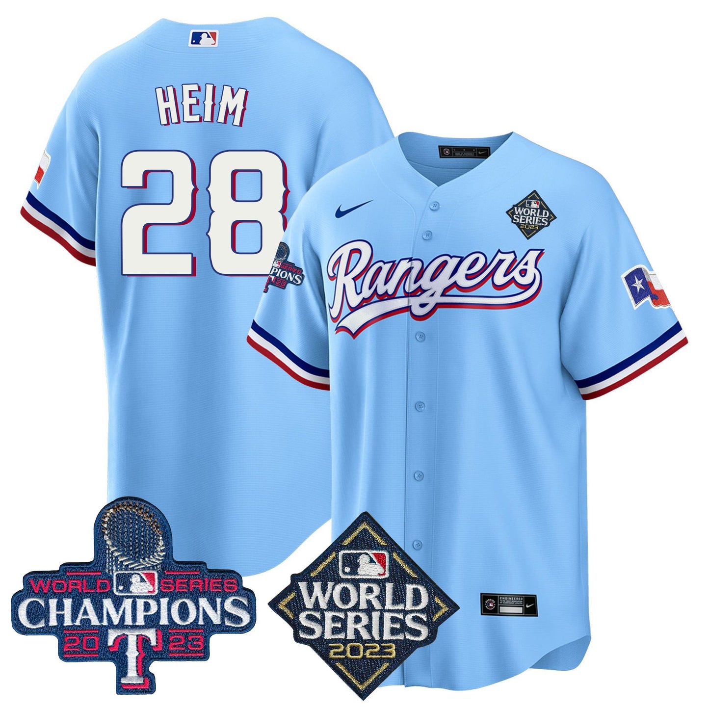 Texas Rangers 2023 World Series Champions Cool Base Jersey V4 - All Stitched