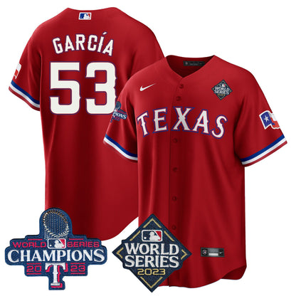 Texas Rangers 2023 World Series Champions Cool Base Jersey V4 - All Stitched