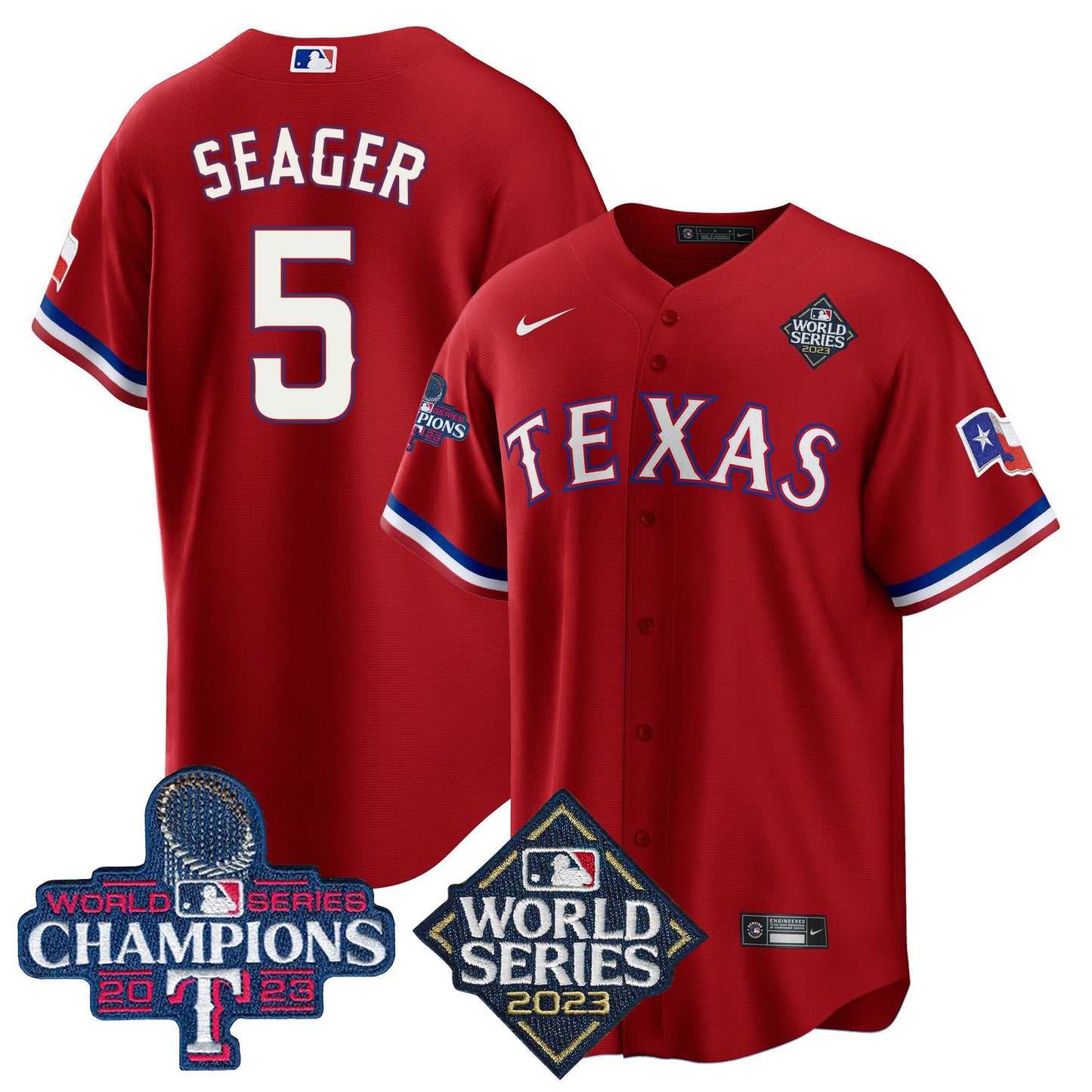 Texas Rangers 2023 World Series Champions Cool Base Jersey V4 - All Stitched