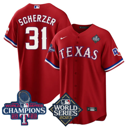 Texas Rangers 2023 World Series Champions Cool Base Jersey V4 - All Stitched