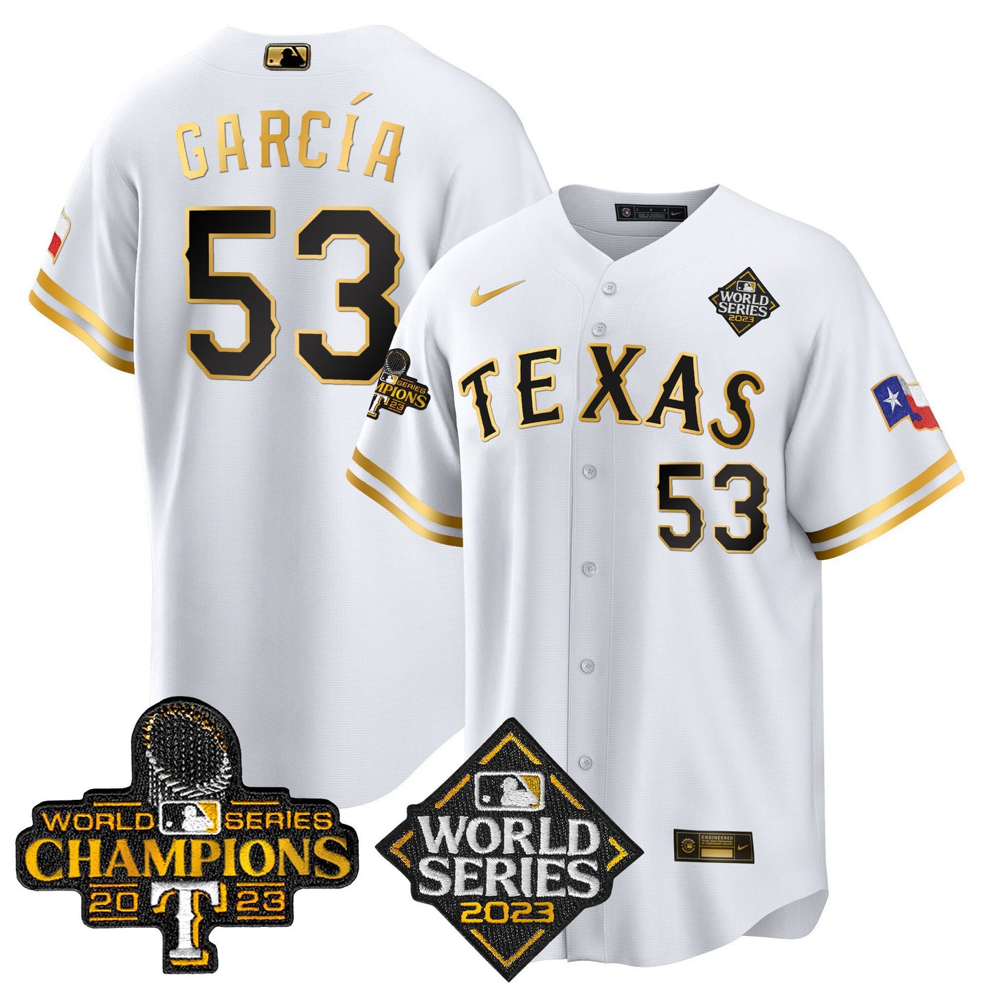 Texas Rangers 2023 World Series Champions Cool Base Jersey V4 - All Stitched