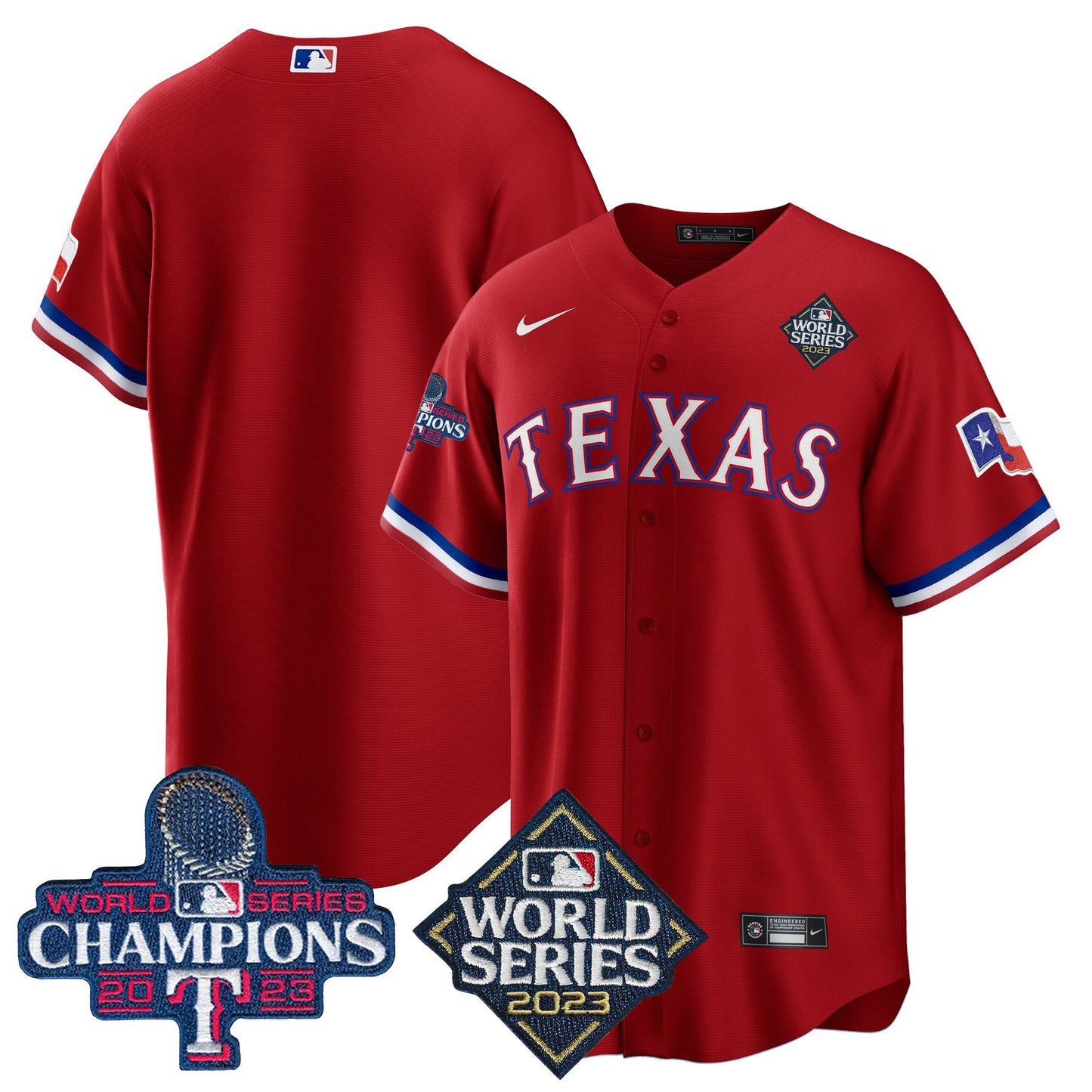 Texas Rangers 2023 World Series Champions Cool Base Jersey V4 - All Stitched