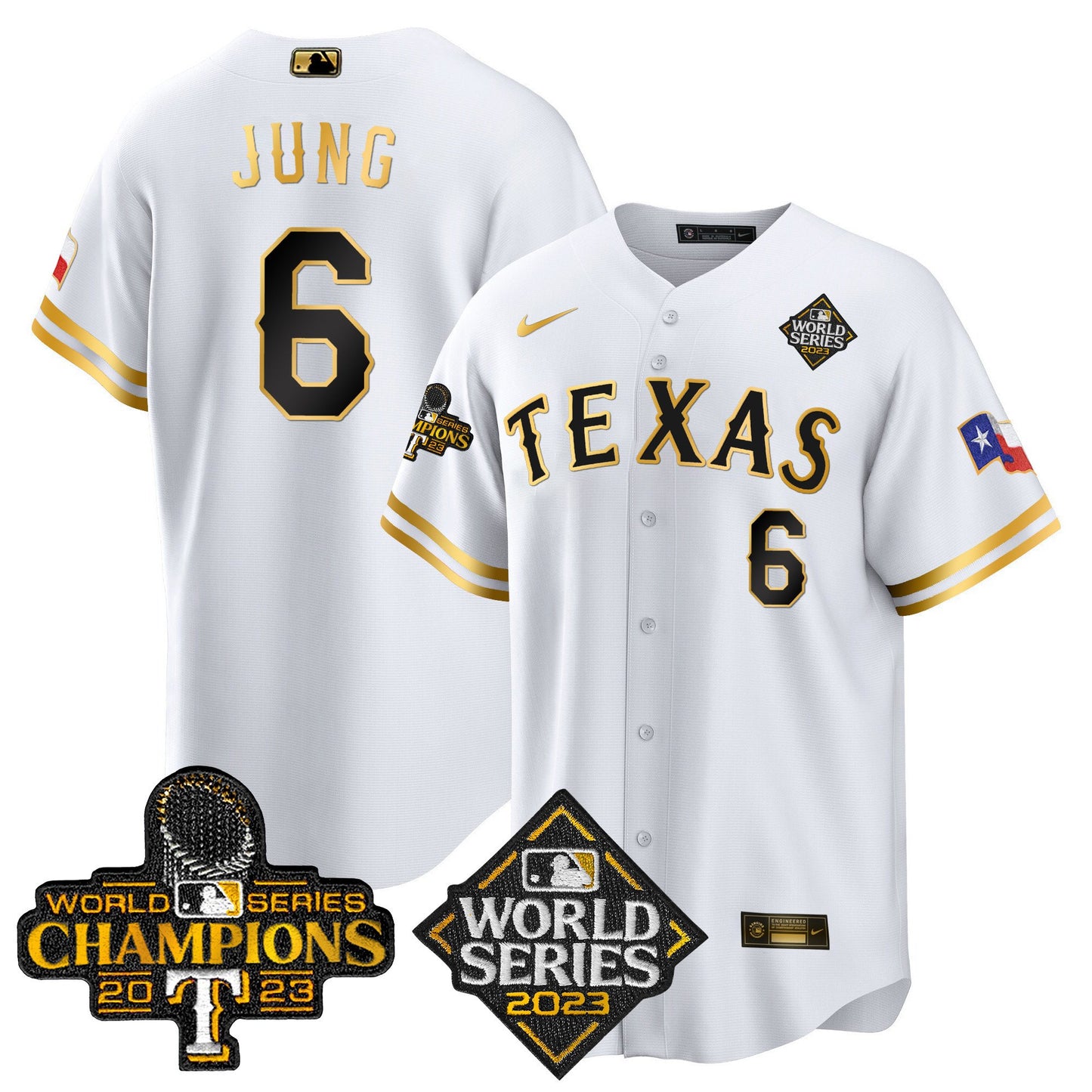 Texas Rangers 2023 World Series Champions Cool Base Jersey V4 - All Stitched