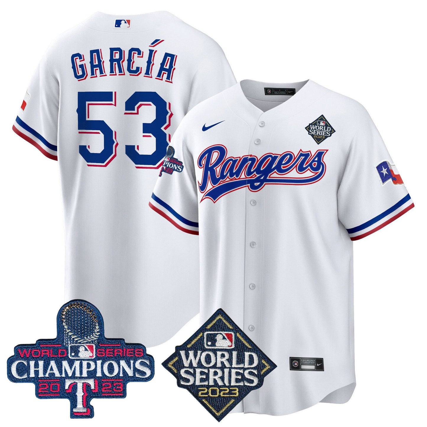 Texas Rangers 2023 World Series Champions Cool Base Jersey V4 - All Stitched