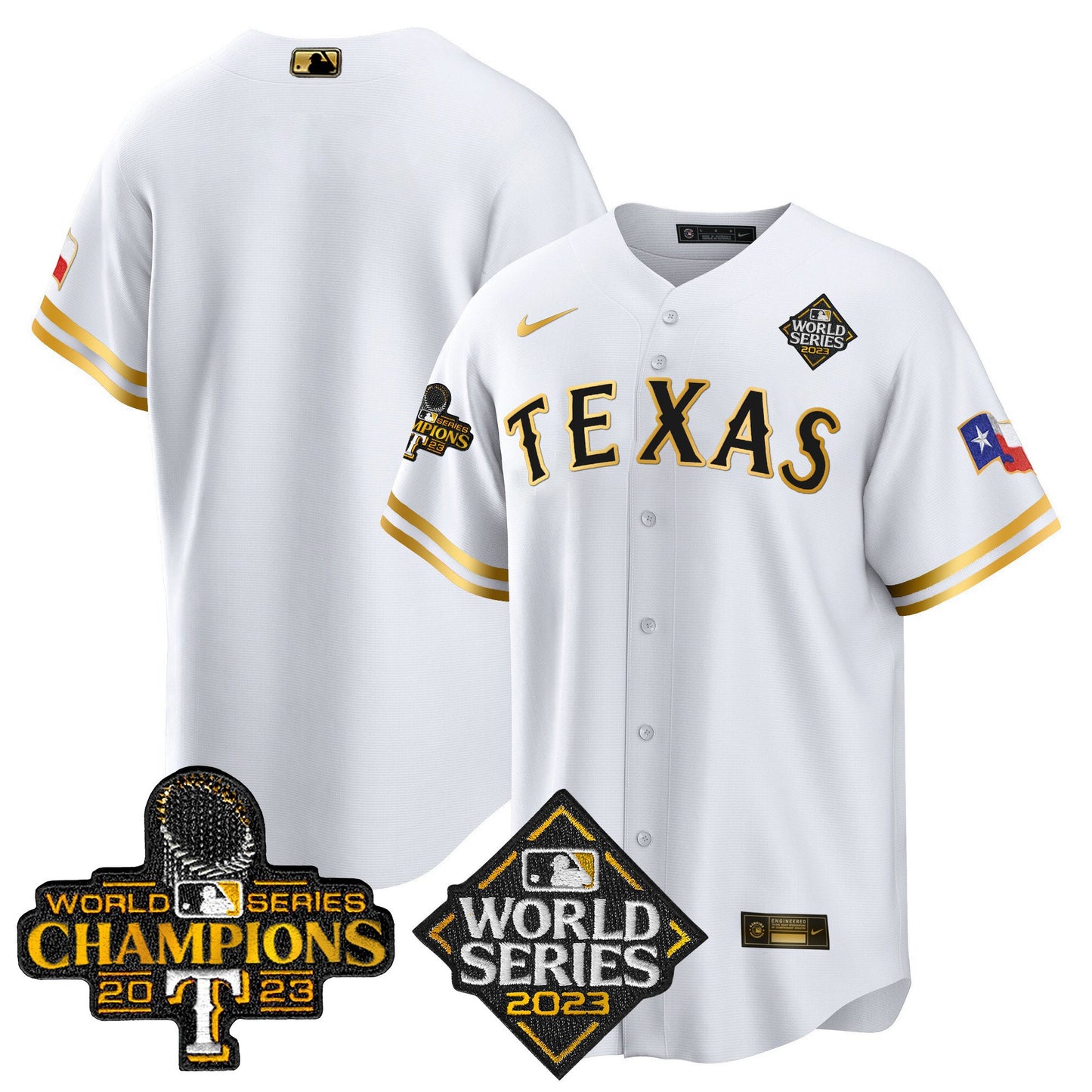 Texas Rangers 2023 World Series Champions Cool Base Jersey V4 - All Stitched