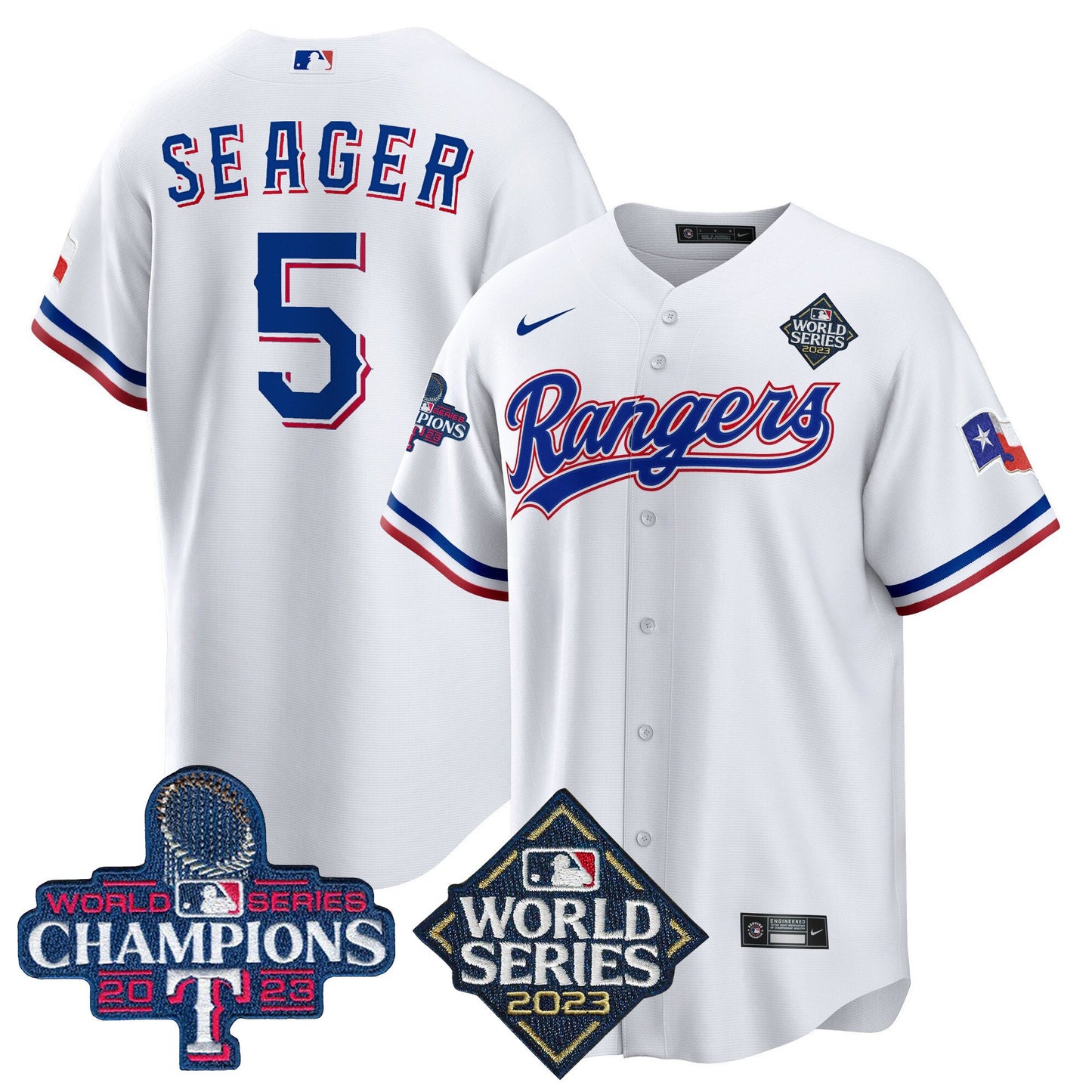 Texas Rangers 2023 World Series Champions Cool Base Jersey V4 - All Stitched