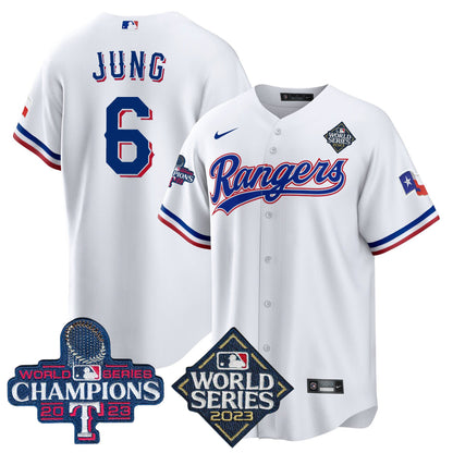 Texas Rangers 2023 World Series Champions Cool Base Jersey V4 - All Stitched