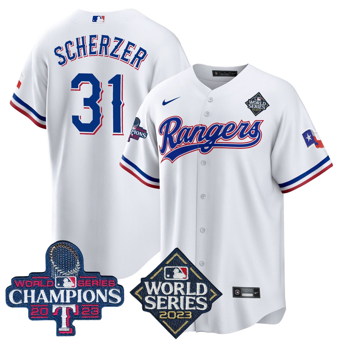 Texas Rangers 2023 World Series Champions Cool Base Jersey V4 - All Stitched