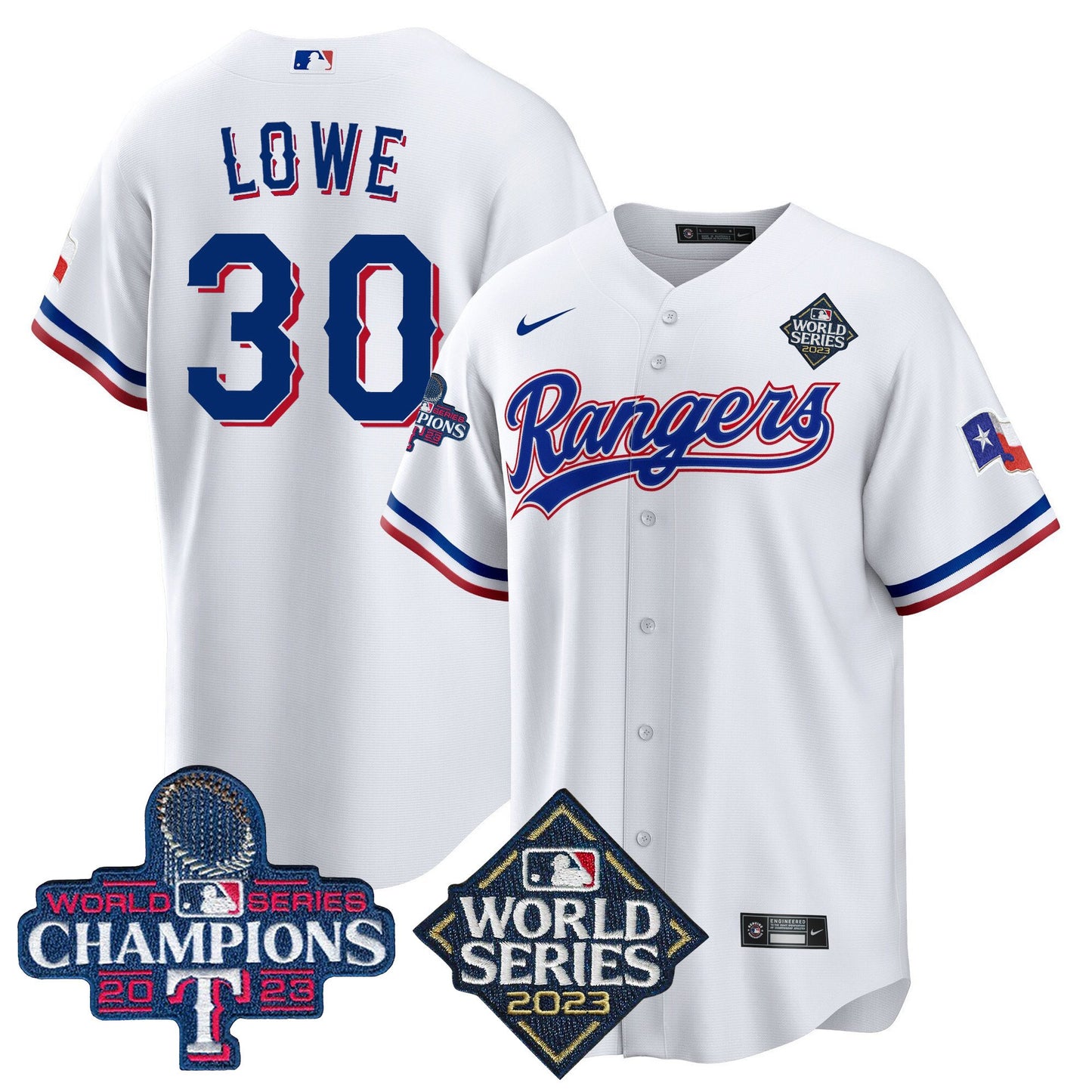 Texas Rangers 2023 World Series Champions Cool Base Jersey V4 - All Stitched