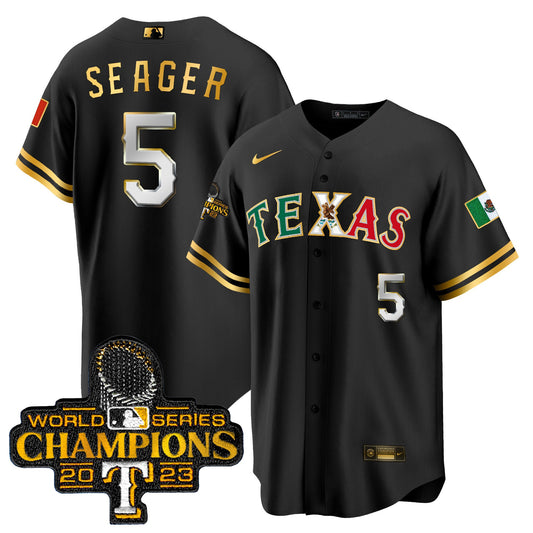 Texas Rangers Mexico 2023 World Series Champions Baseball Jersey - All Stitched