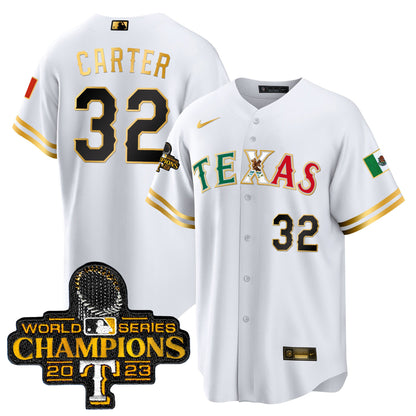 Texas Rangers Mexico 2023 World Series Champions Baseball Jersey - All Stitched