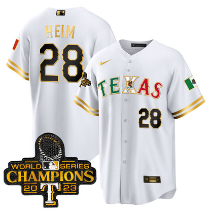 Texas Rangers Mexico 2023 World Series Champions Baseball Jersey - All Stitched