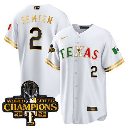 Texas Rangers Mexico 2023 World Series Champions Baseball Jersey - All Stitched