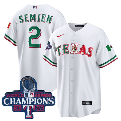 Texas Rangers Mexico 2023 World Series Champions Baseball Jersey - All Stitched