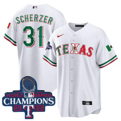 Texas Rangers Mexico 2023 World Series Champions Baseball Jersey - All Stitched