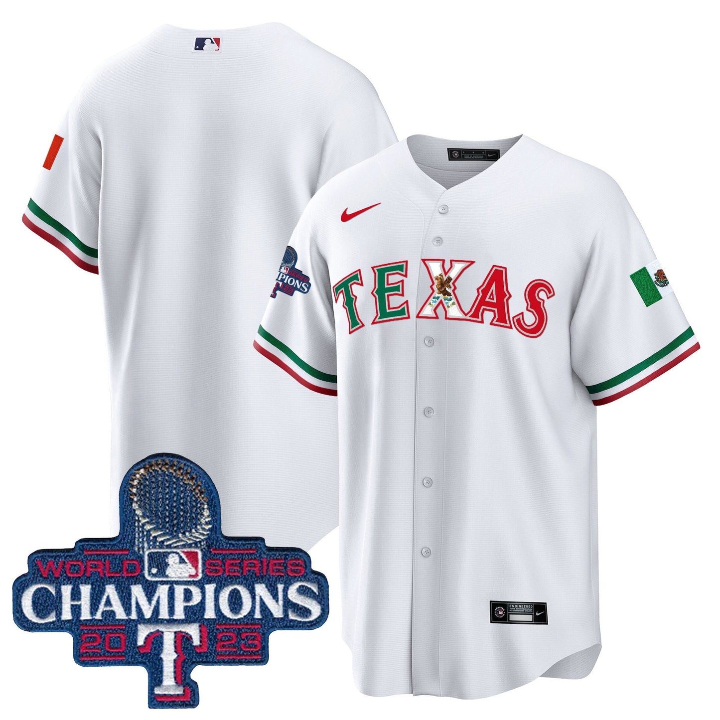 Texas Rangers Mexico 2023 World Series Champions Baseball Jersey - All Stitched