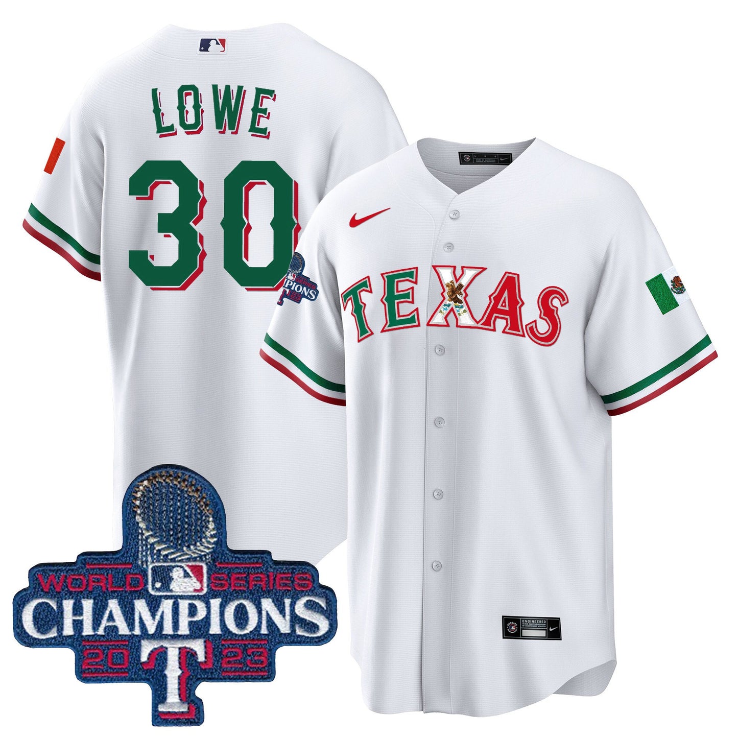 Texas Rangers Mexico 2023 World Series Champions Baseball Jersey - All Stitched