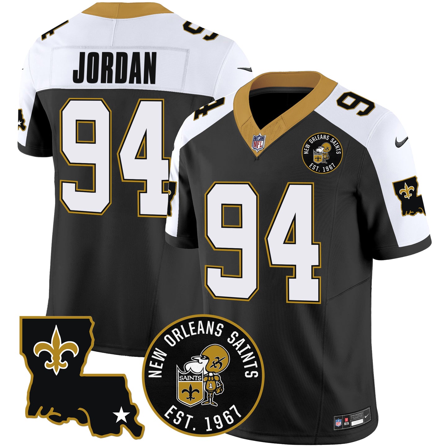 Saints EST. 1967 Patch Vapor Jersey - All Stitched