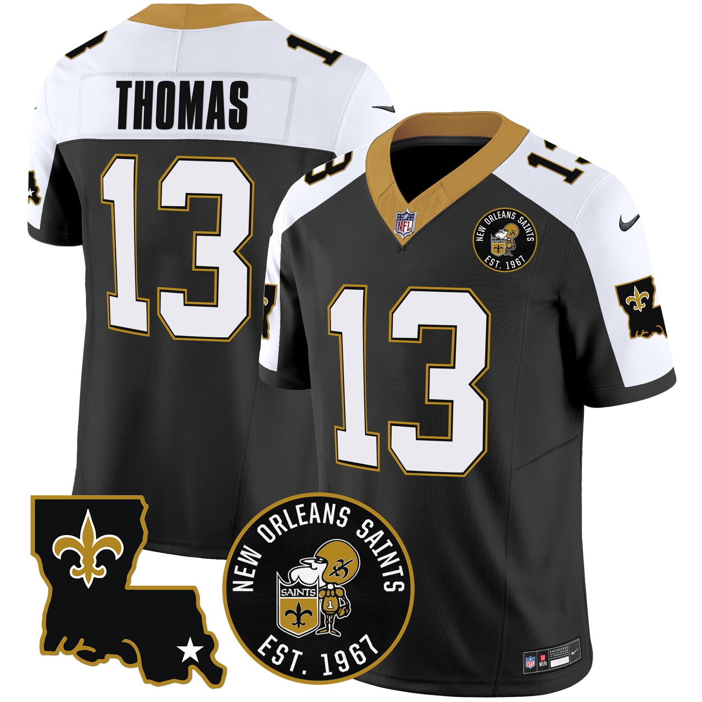 Saints EST. 1967 Patch Vapor Jersey - All Stitched