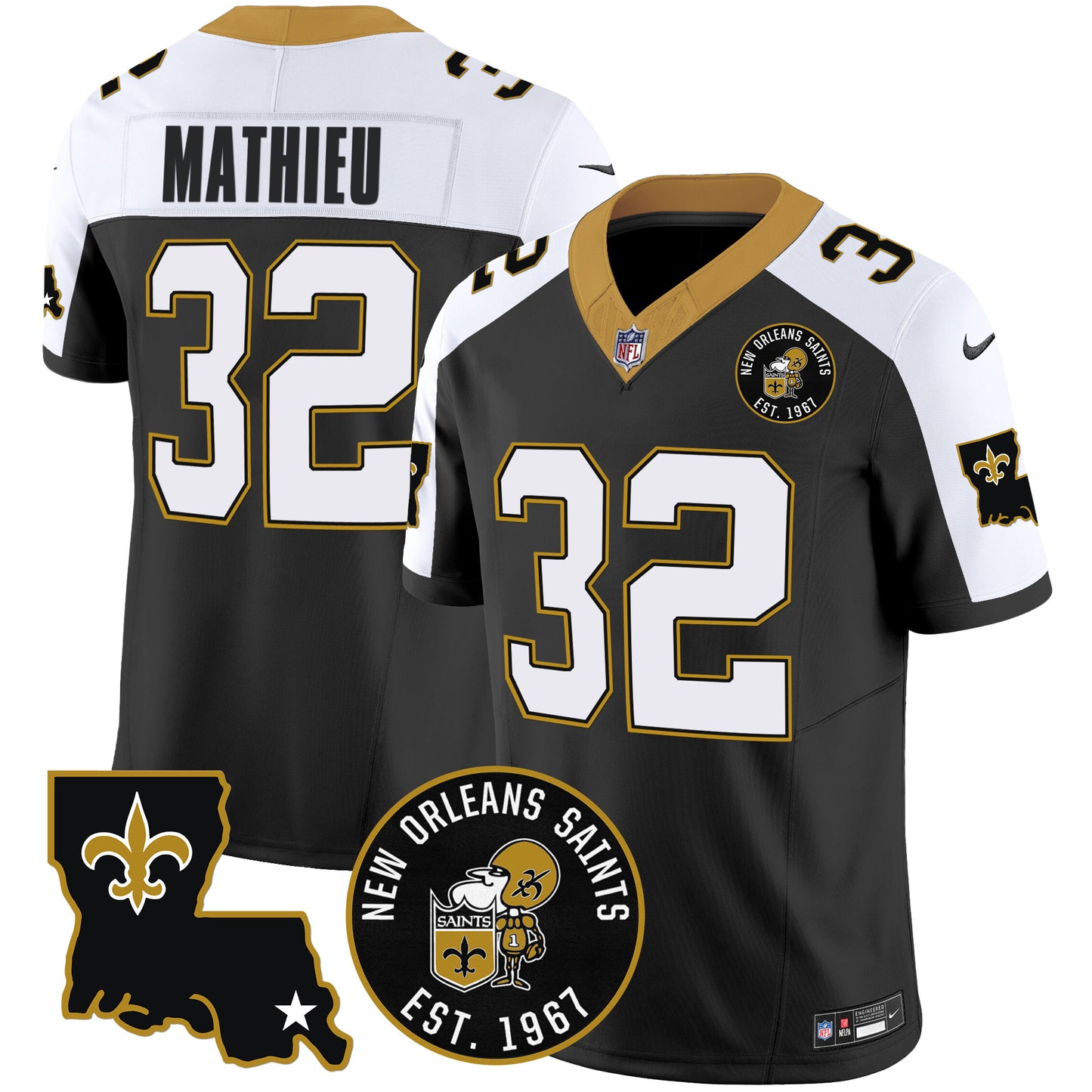 Saints EST. 1967 Patch Vapor Jersey - All Stitched