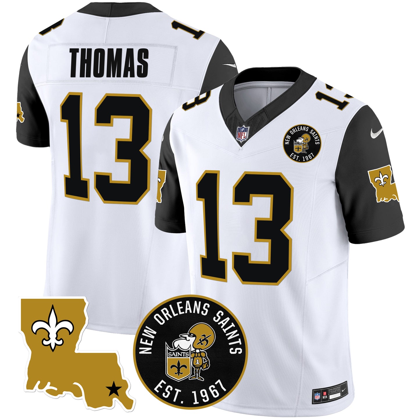 Saints EST. 1967 Patch Vapor Jersey - All Stitched