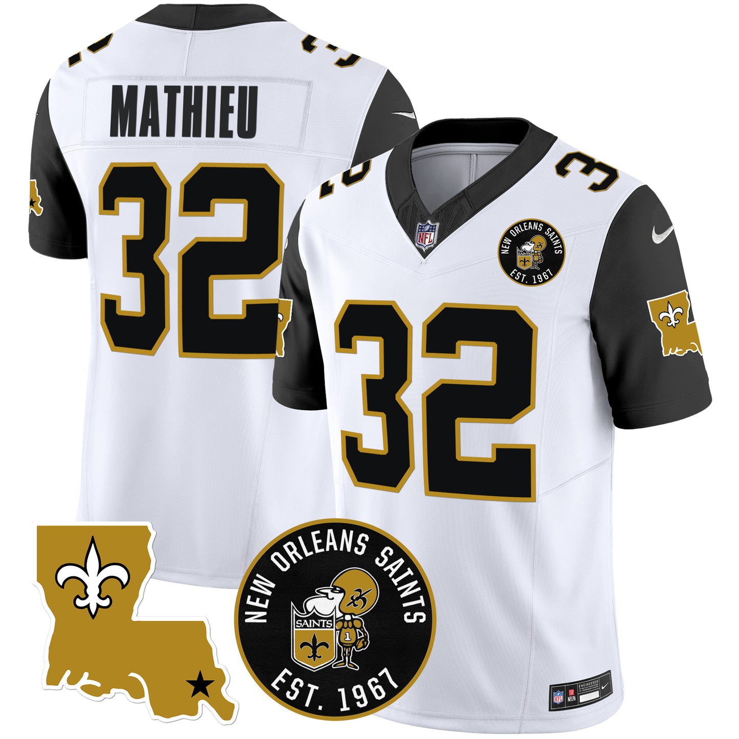 Saints EST. 1967 Patch Vapor Jersey - All Stitched