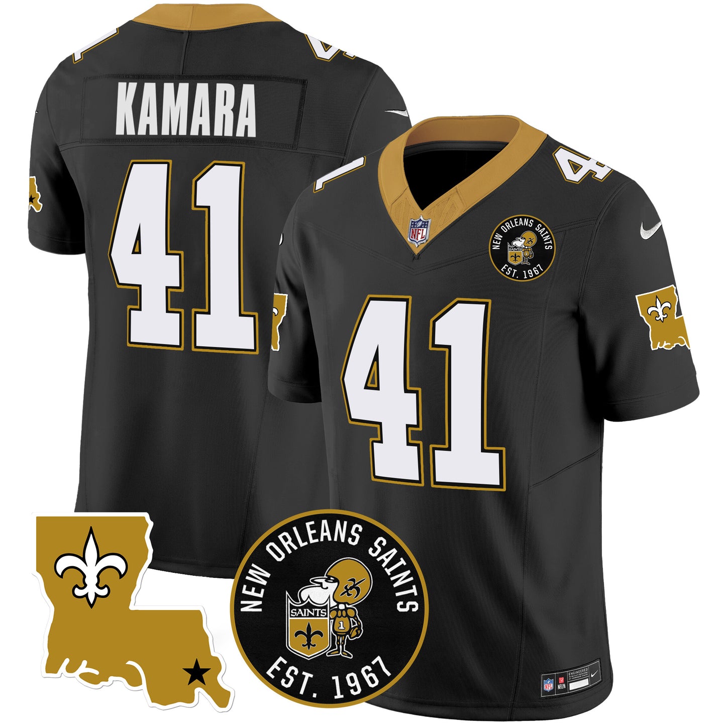 Saints EST. 1967 Patch Vapor Jersey - All Stitched