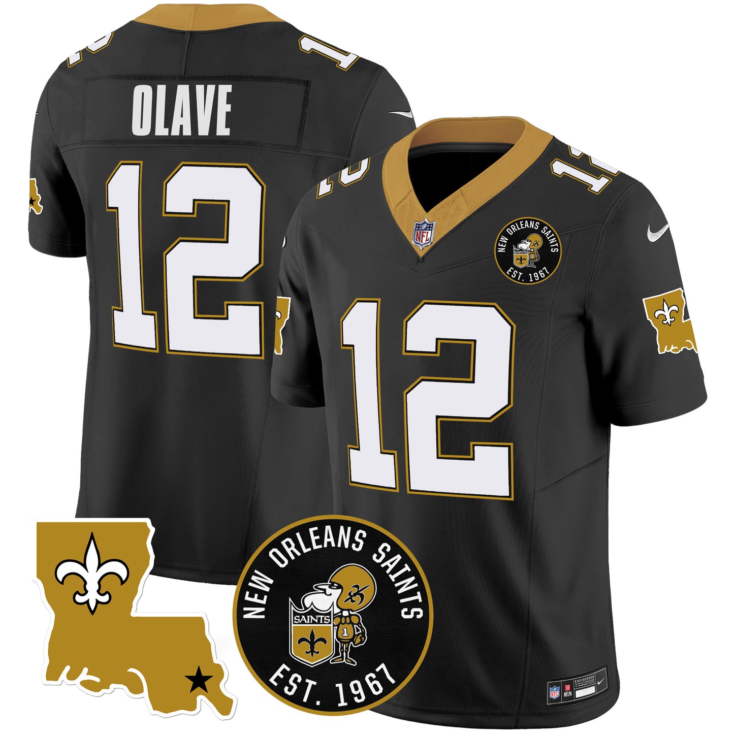 Saints EST. 1967 Patch Vapor Jersey - All Stitched