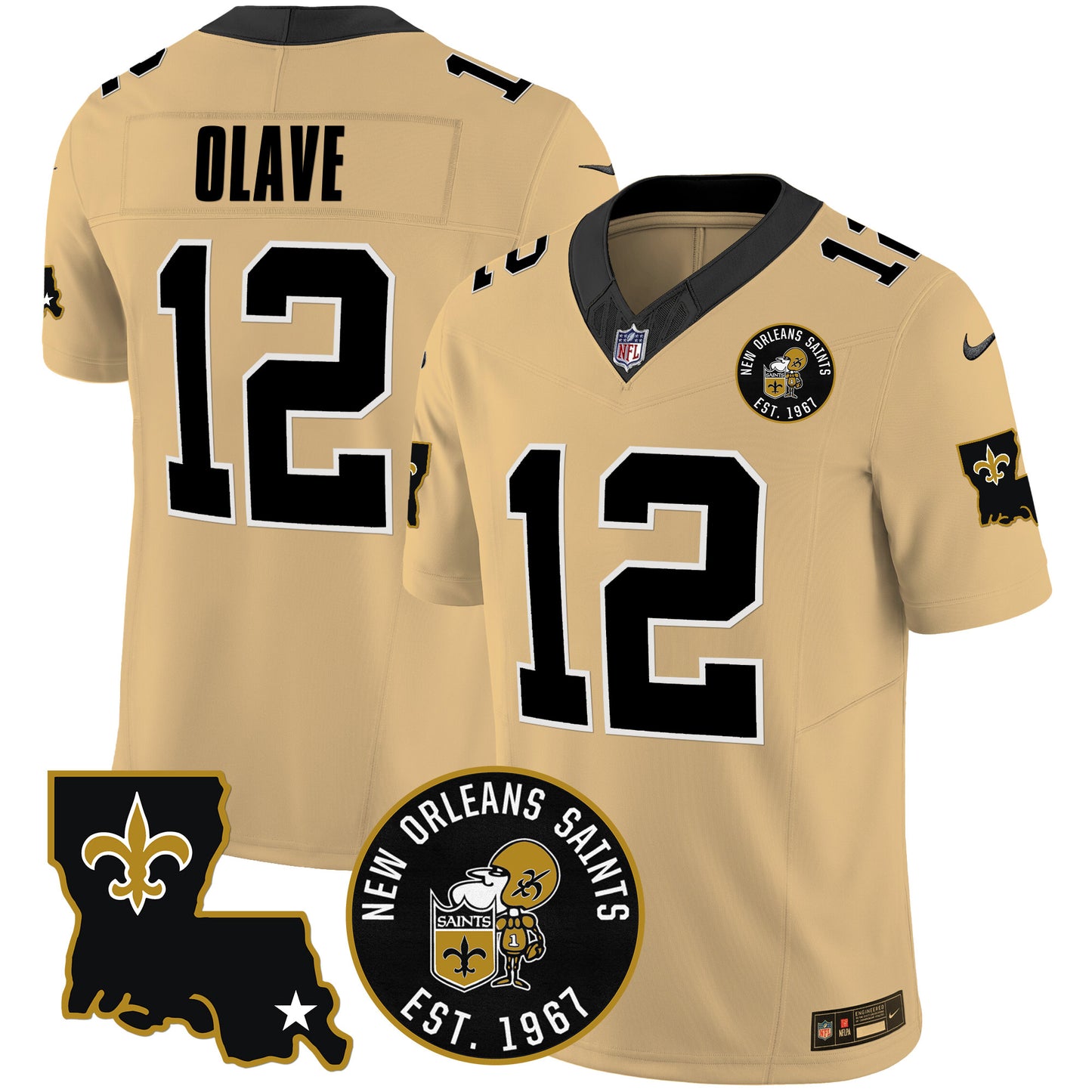 Saints EST. 1967 Patch Vapor Jersey - All Stitched