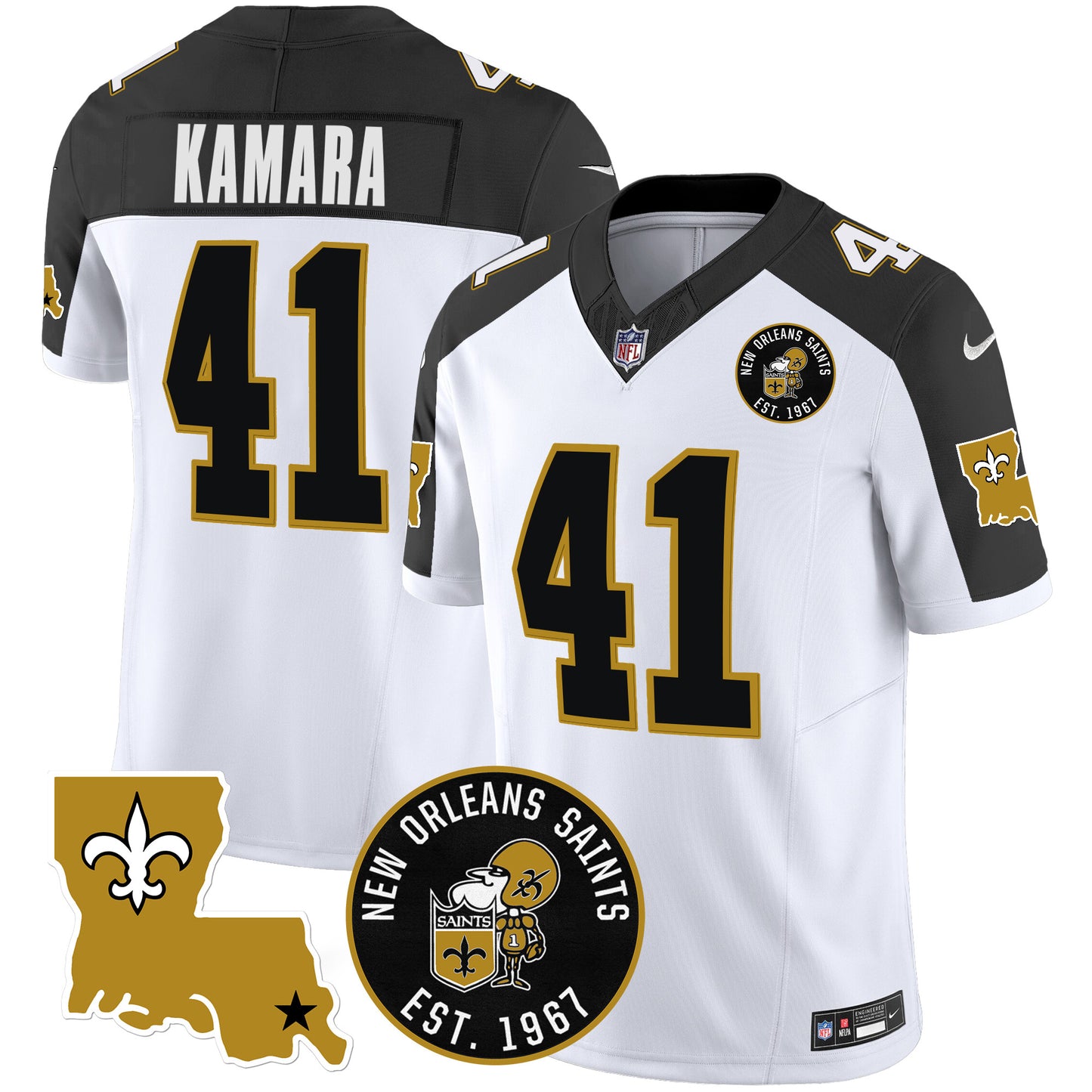 Saints EST. 1967 Patch Vapor Jersey - All Stitched