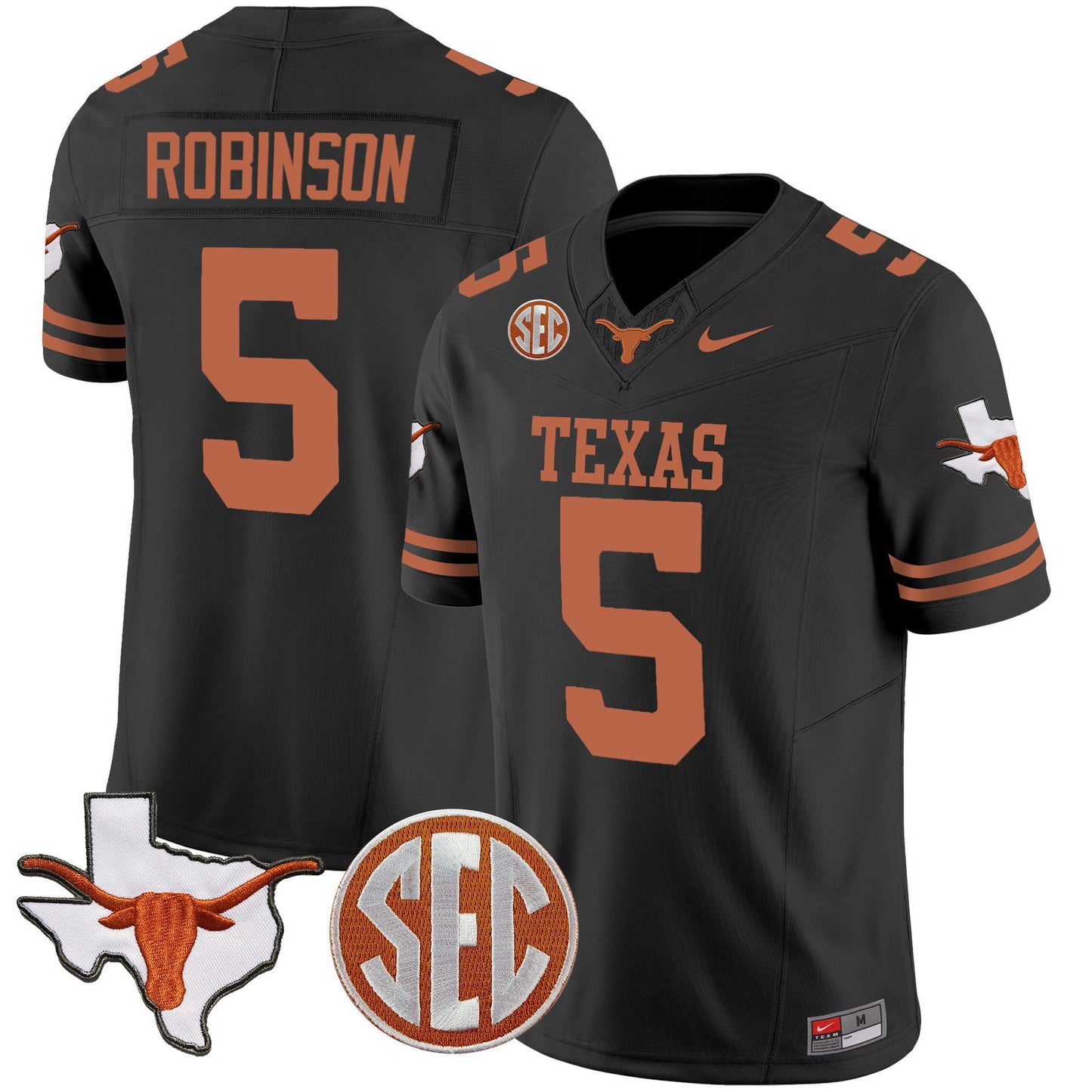 Texas Longhorns State Map & SEC Patch Vapor Jersey V2 - All Stitched