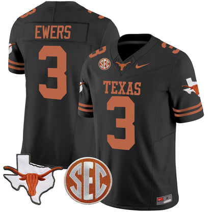 Texas Longhorns State Map & SEC Patch Vapor Jersey V2 - All Stitched