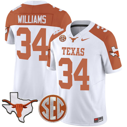 Texas Longhorns State Map & SEC Patch Vapor Jersey V4 - All Stitched