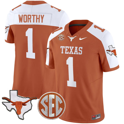 Texas Longhorns State Map & SEC Patch Vapor Jersey V2 - All Stitched