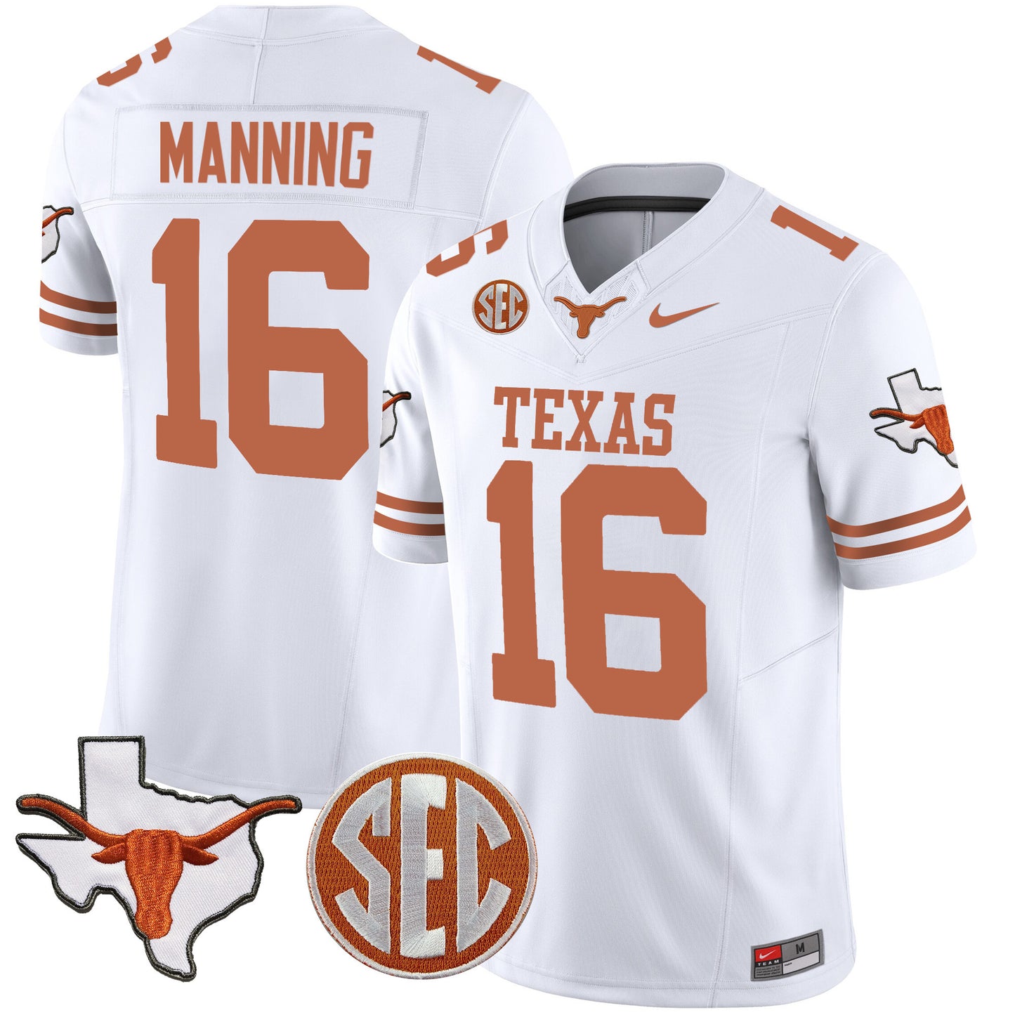 Texas Longhorns State Map & SEC Patch Vapor Jersey V4 - All Stitched