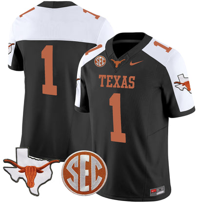 Texas Longhorns State Map & SEC Patch Vapor Jersey V2 - All Stitched