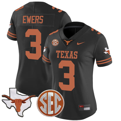 Women's Texas Longhorns State Map & SEC Patch Vapor Jersey V2 - All Stitched