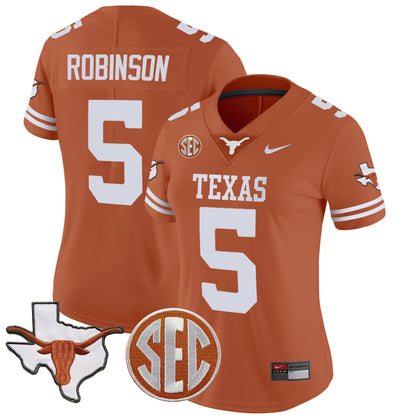 Women's Texas Longhorns State Map & SEC Patch Vapor Jersey V2 - All Stitched