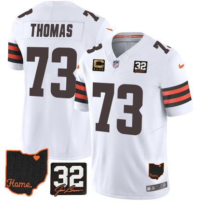 Browns #32 Jim Brown Memorial & Home Patch Jersey V3 - All Stitched