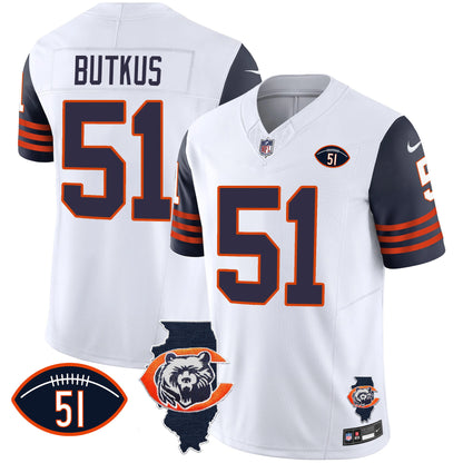 Bears Throwback Illinois Patch Vapor Jersey - All Stitched