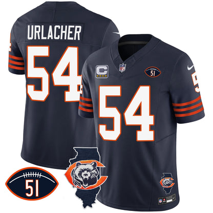 Bears Throwback Illinois Patch Vapor Jersey - All Stitched