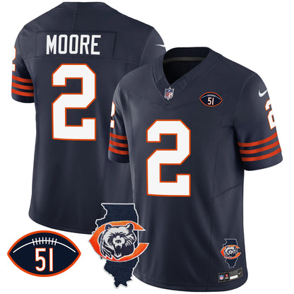 Bears Throwback Illinois Patch Vapor Jersey - All Stitched